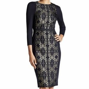 Ted Baker London | Sparkle Jacquard Dress in Black & Gold NWT